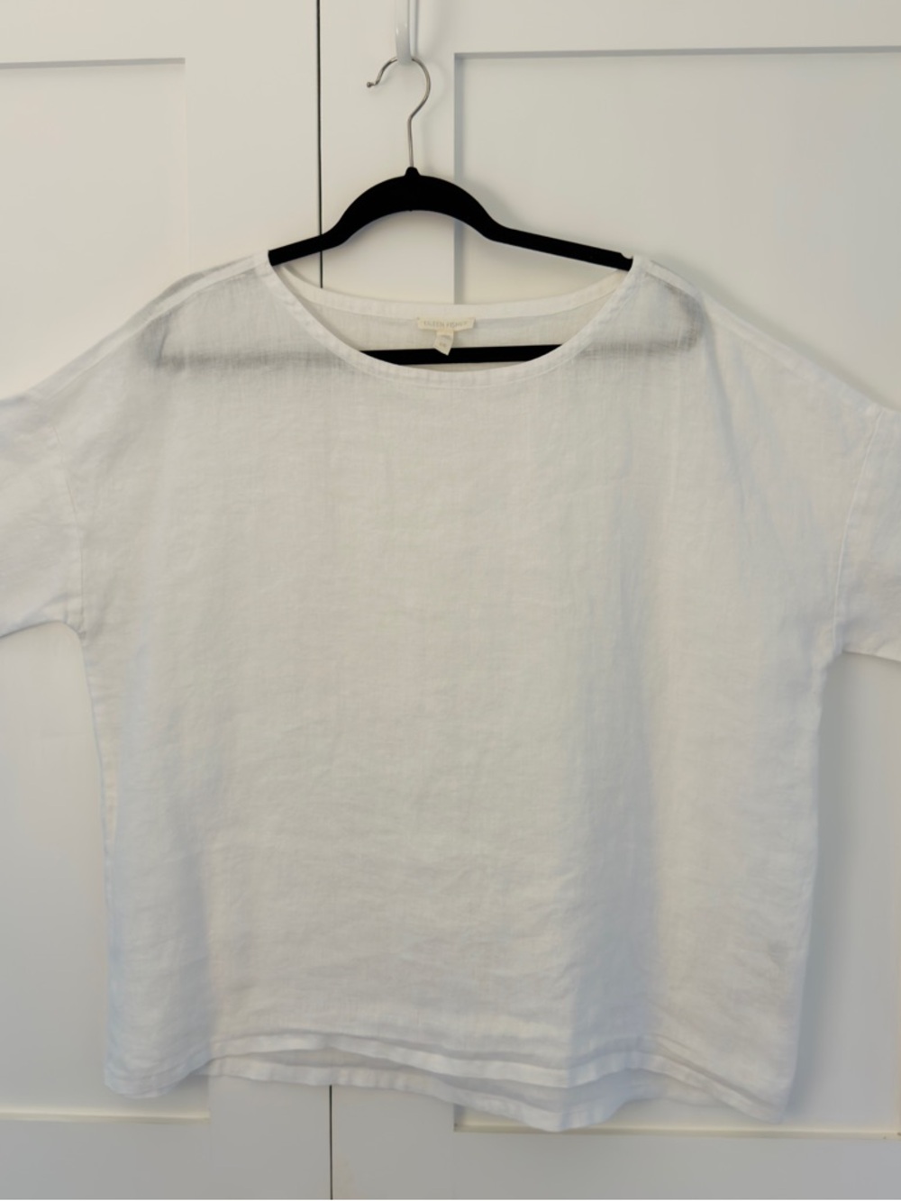 Eileen Fisher Organic Linen Woven Jewel Neck Tee